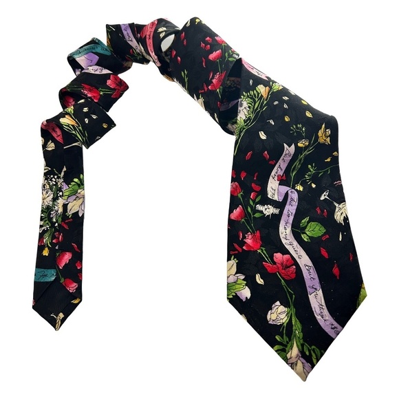 Nicole Miller Novelty Neck Tie Silk Wedding Theme Champagne Cake Floral Guests - Picture 11 of 14